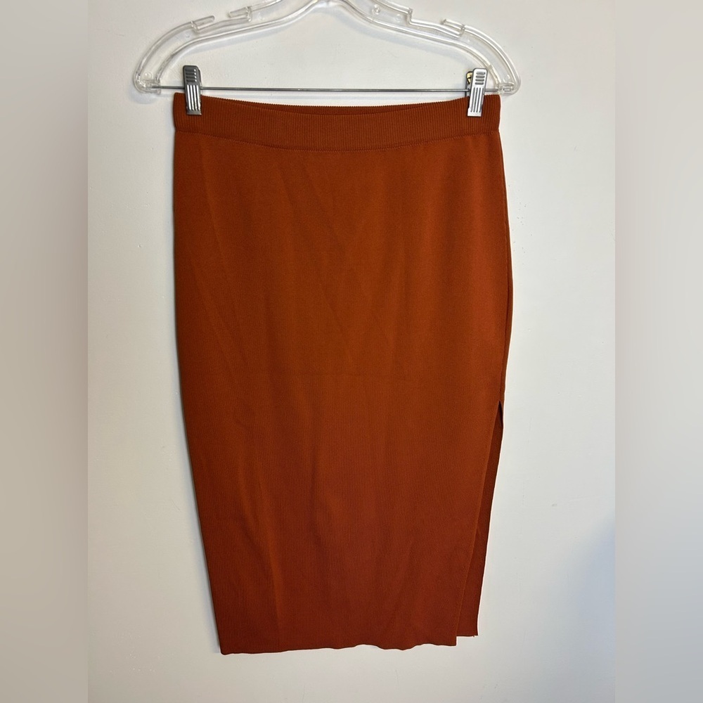 Endless Rose Midi Skirt Slip Hem Size M Bodycon pull on Stretch Fall Old Money